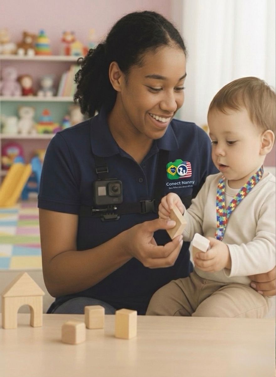 Baba Conect Nanny brincando com bebe